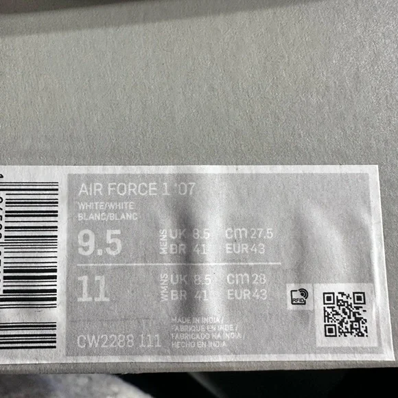 Nike Air Force 1 ’07, white, 9.5 men’s, NWT - Picture 8 of 8